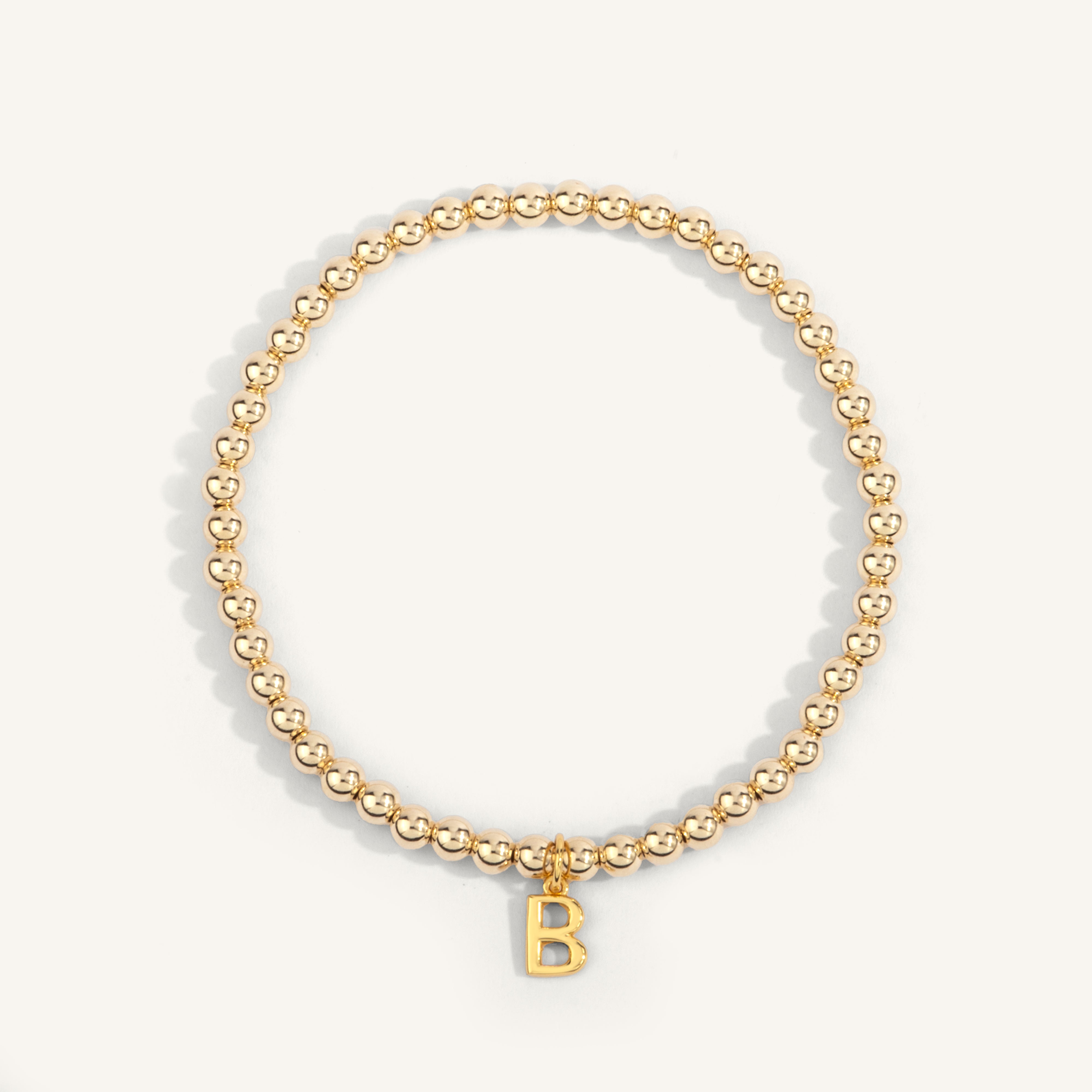 14kt Gold Filled Initial "B" Shine Bright Bead Bracelet - 4MM