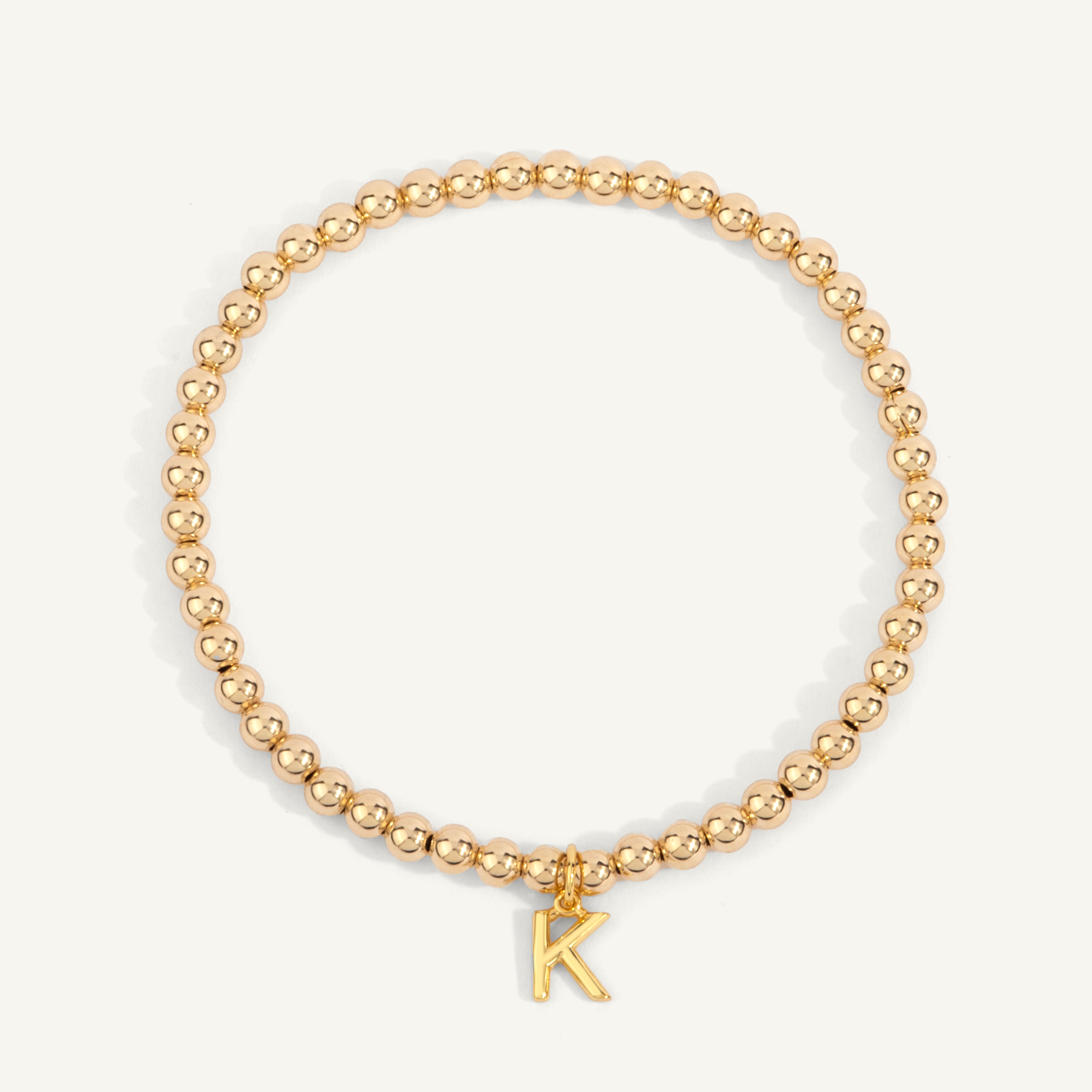 14kt Gold Filled Initial "K" Shine Bright Bead Bracelet - 4MM
