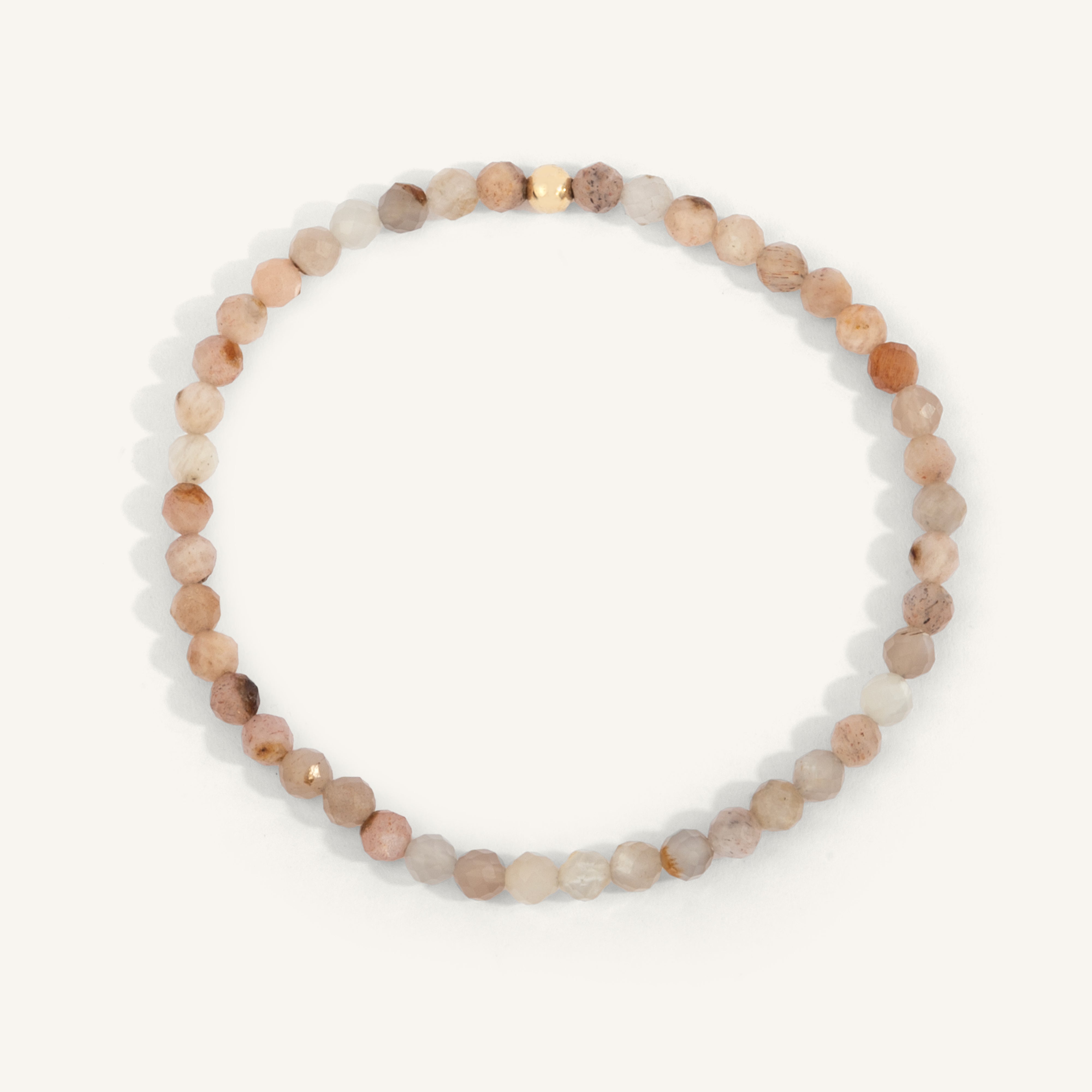 Peach Moonstone Gemstone Bead Bracelet - 4MM