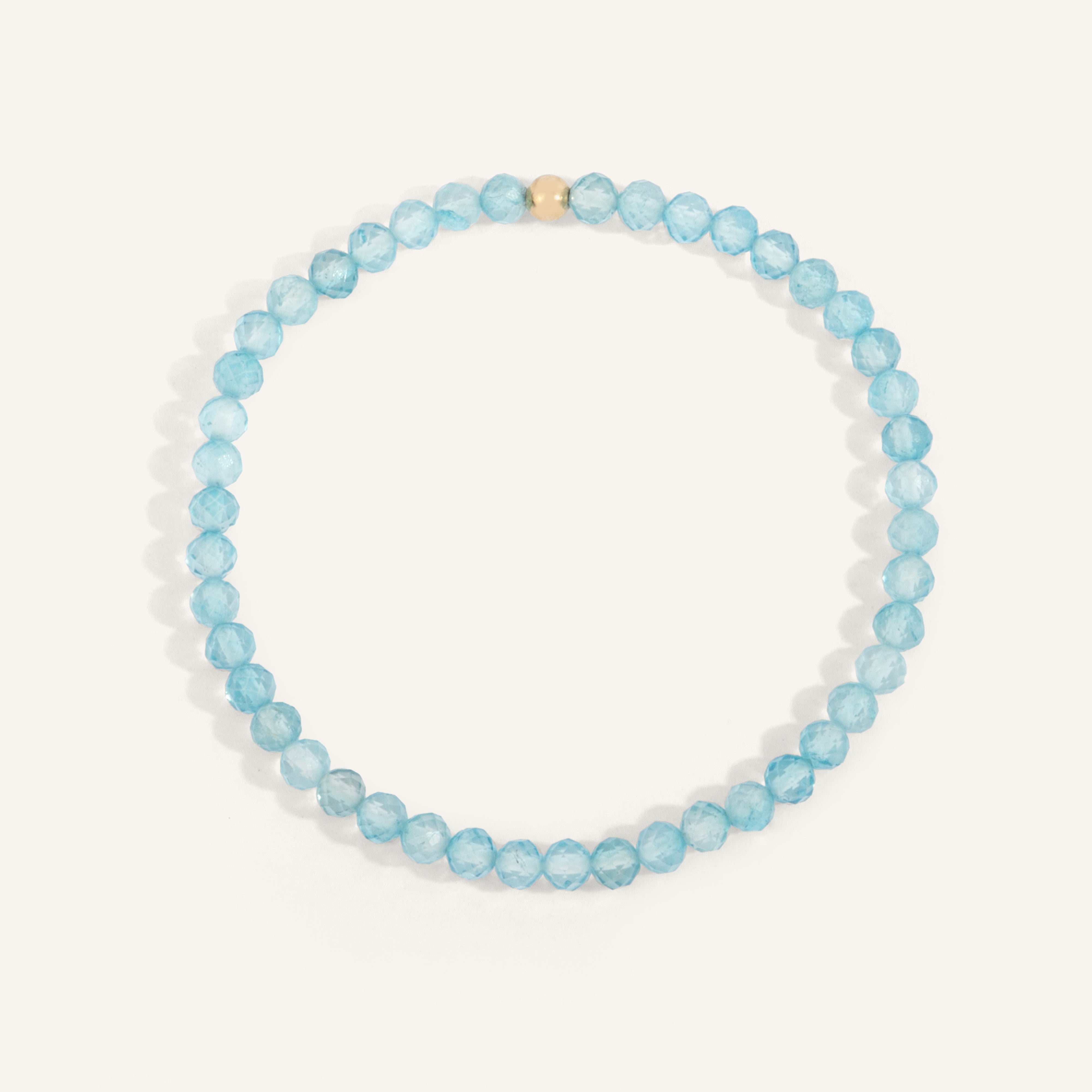 Blue Topaz December Birthstone Bead Bracelet - 4MM