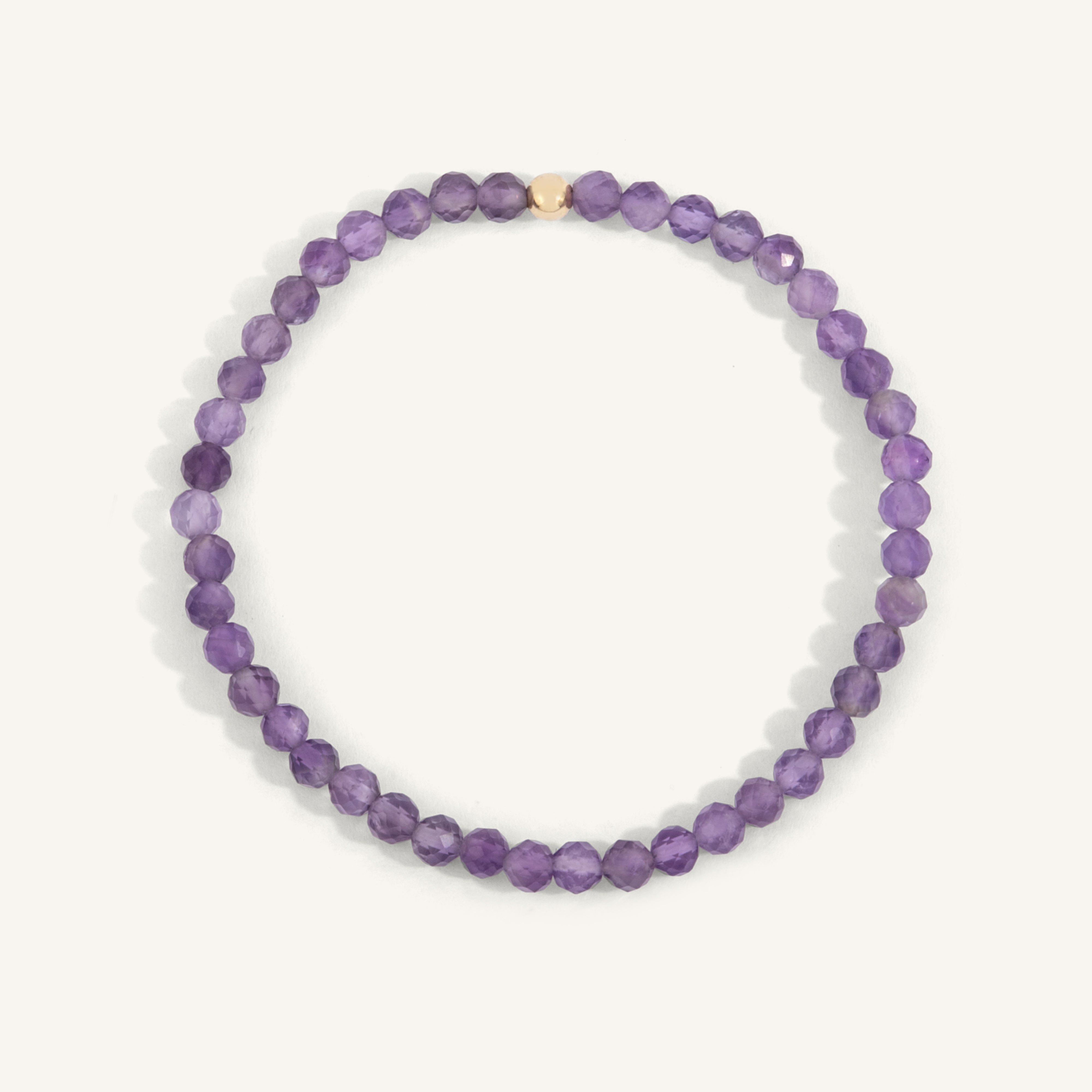 Amethyst February Birthstone Bead Bracelet - 4MM