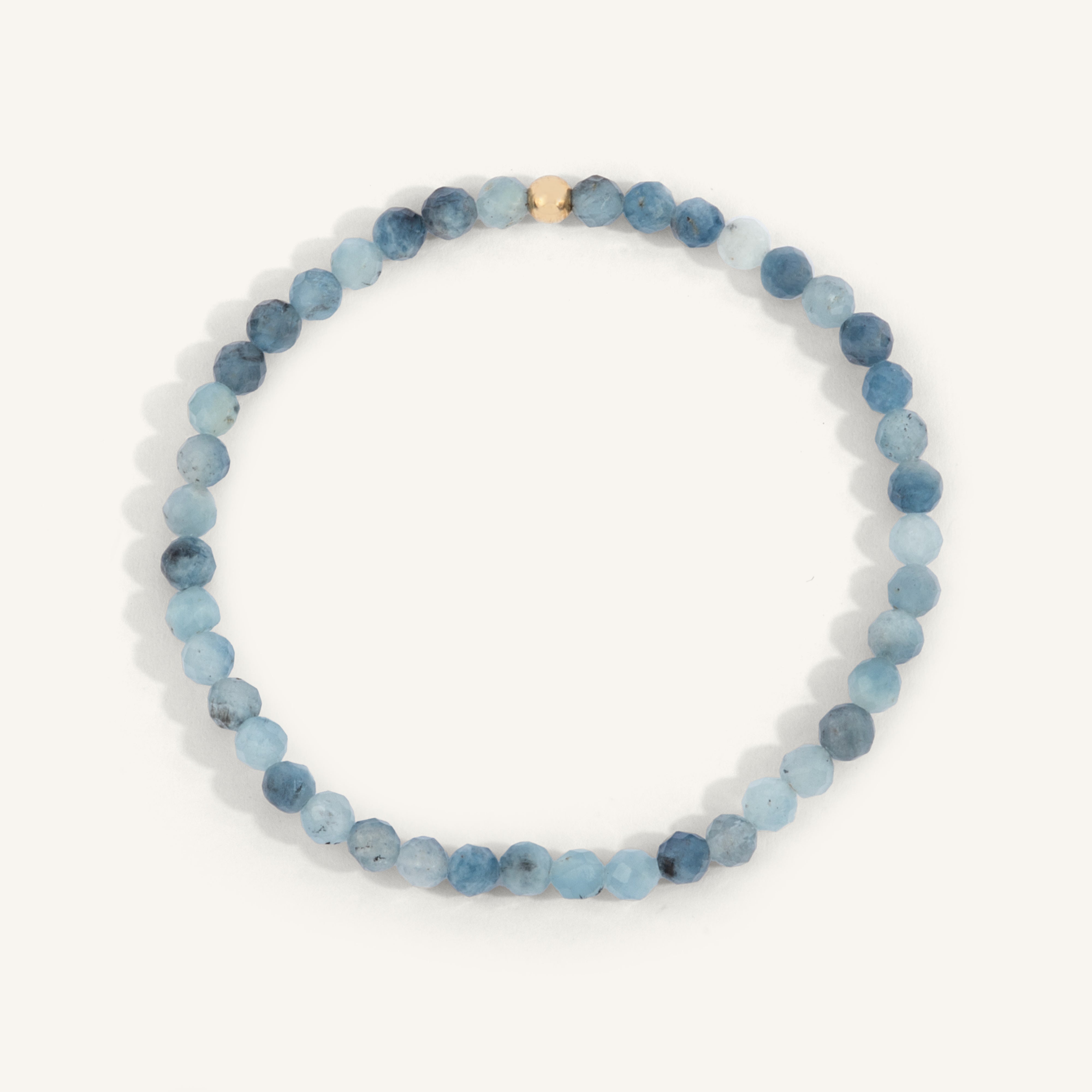 Aquamarine March Birthstone Bead Bracelet - 4MM