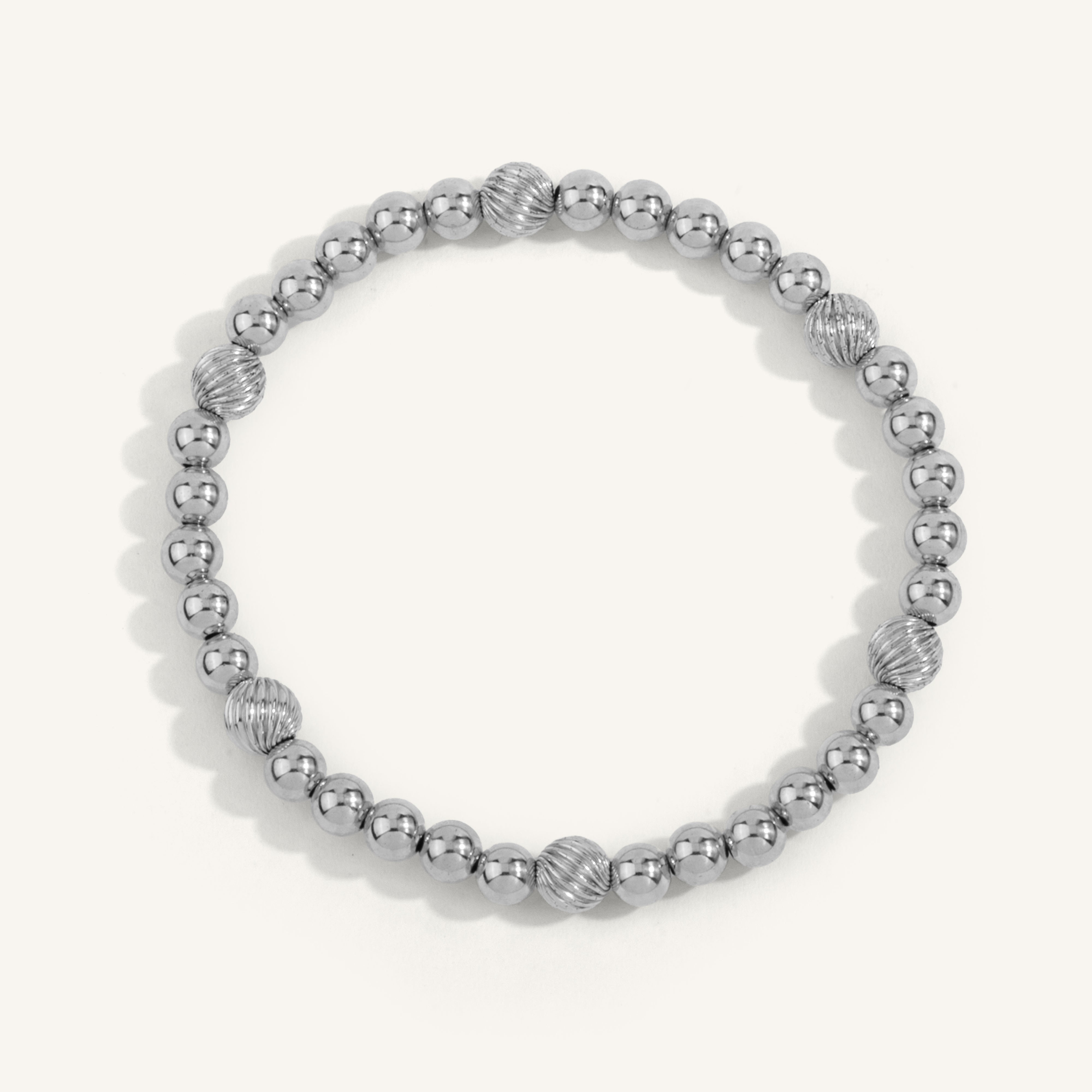 Sterling Silver Twisted Shine Bright Remix Bead Bracelet - 5MM & 6MM