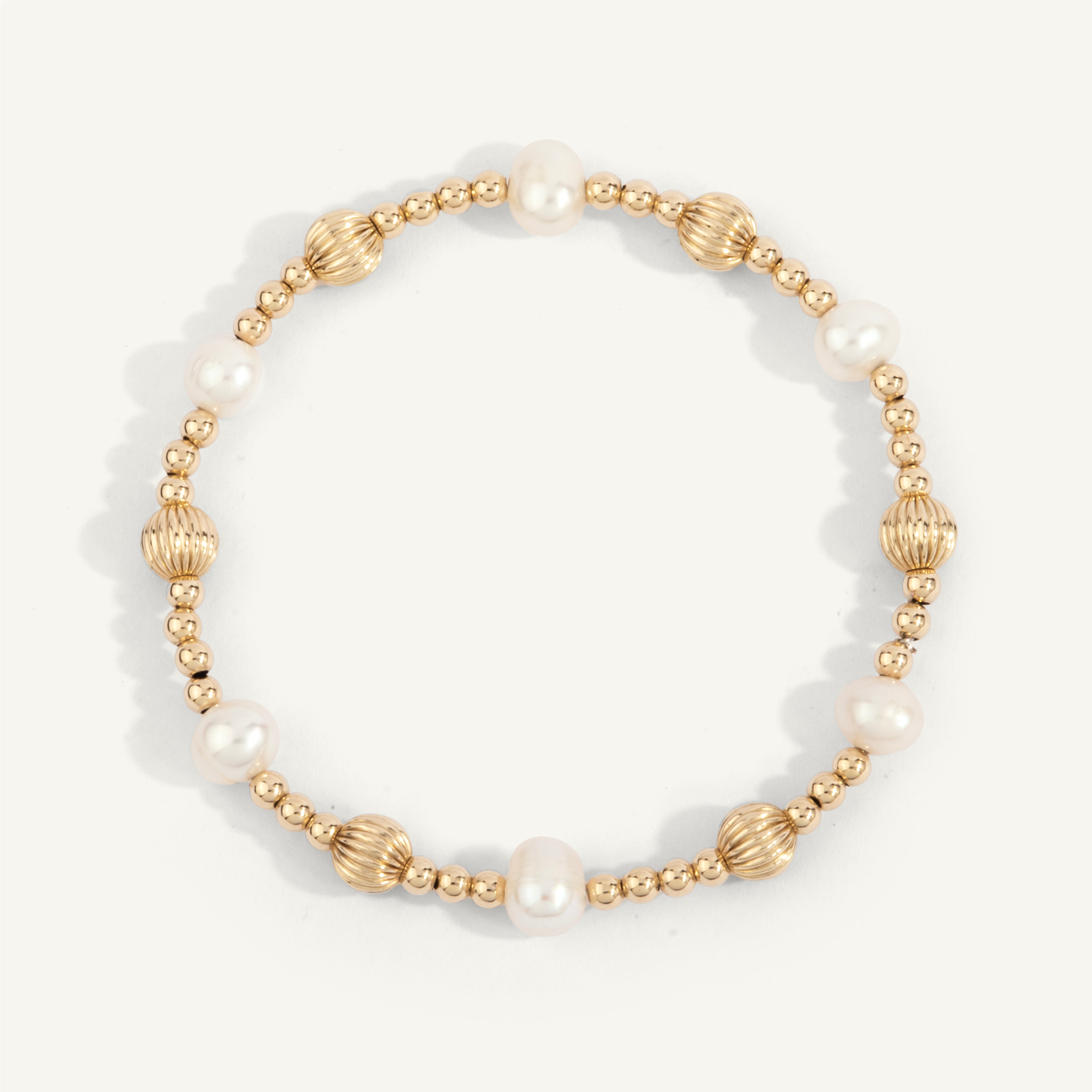 Pearl & 14kt Gold Filled Twisted Shine Bright Remix Bead Bracelet - 3MM & 6MM