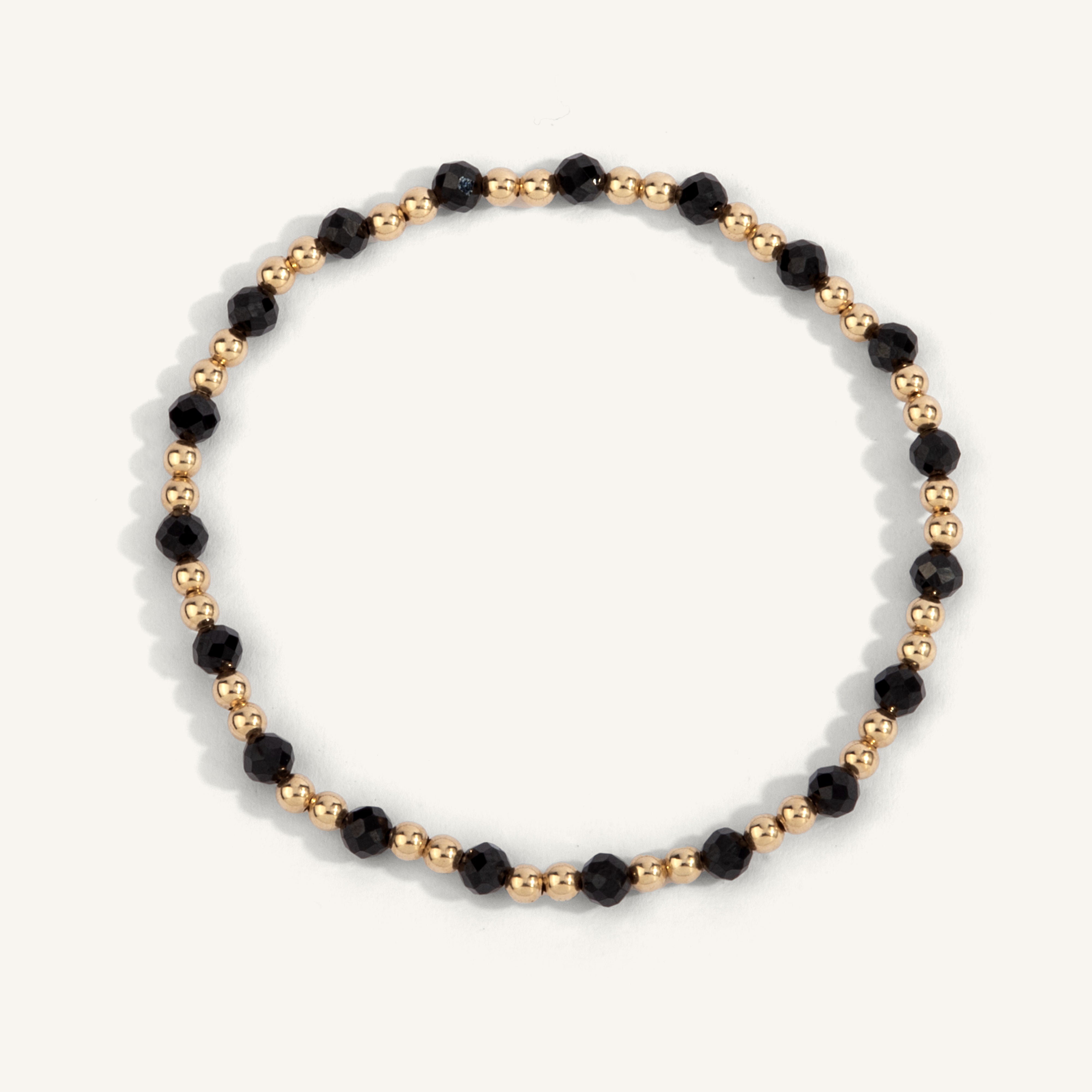 14kt Gold Filled with Black Spinel Shine Bright Remix Bead Bracelet - 4MM