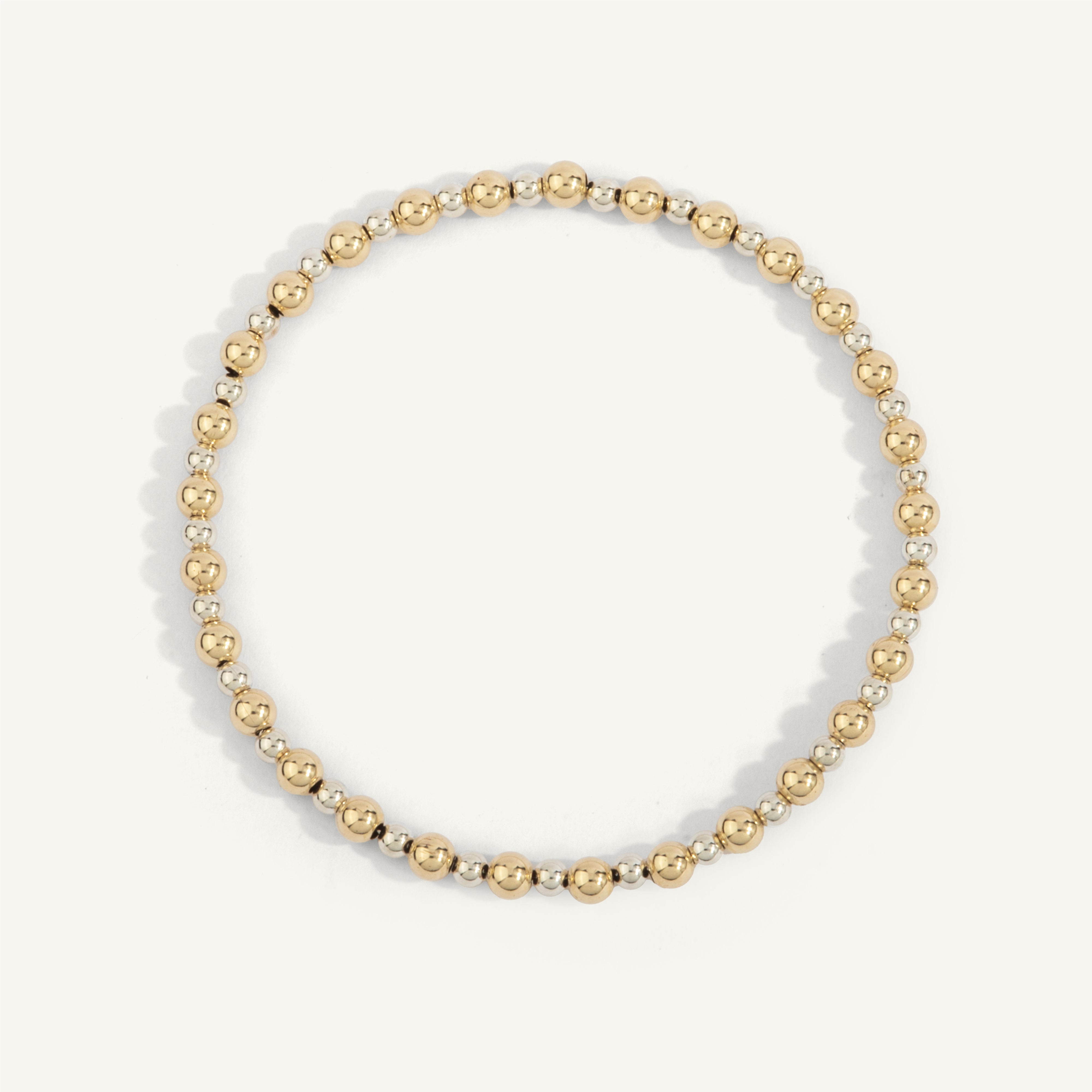 14kt Gold Filled & Sterling Silver Shine Bright Two Tone Bead Bracelet - 3MM & 4MM