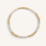 14kt Gold Filled & Sterling Silver Shine Bright Two Tone Bead Bracelet - 4MM