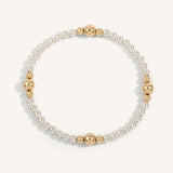 14kt Gold Filled & Sterling Silver Shine Bright Two Tone Bead Bracelet - 4MM & 6MM