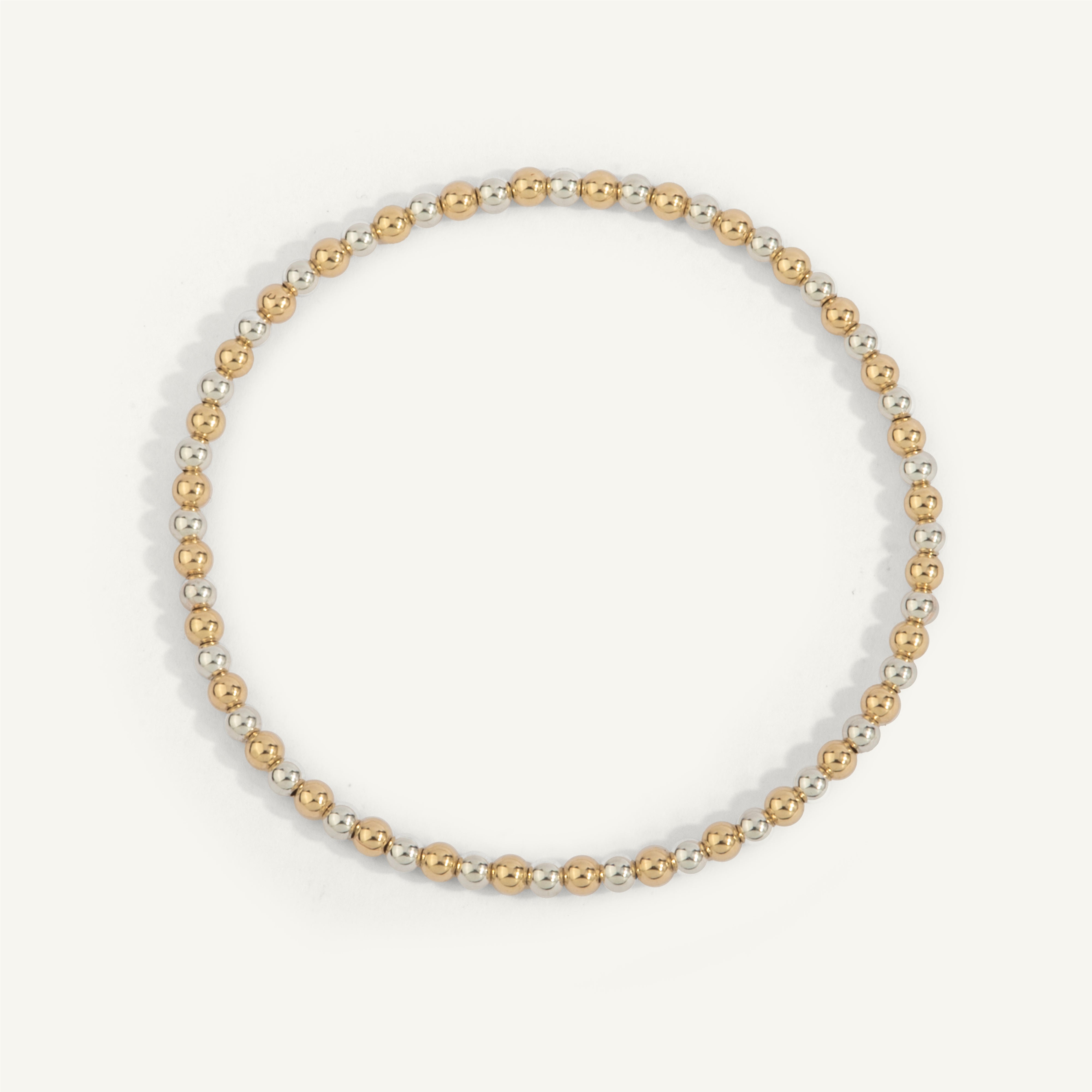 14kt Gold Filled & Sterling Silver Shine Bright Two Tone Bead Bracelet - 3MM
