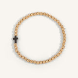 14kt Gold Filled with Black Onyx Cross Shine Bright Remix Bead Bracelet - 4MM