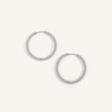 Sterling Silver Bead 35MM Hoop Earrings