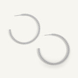 Sterling Silver Bead 18MM Hoop Earrings