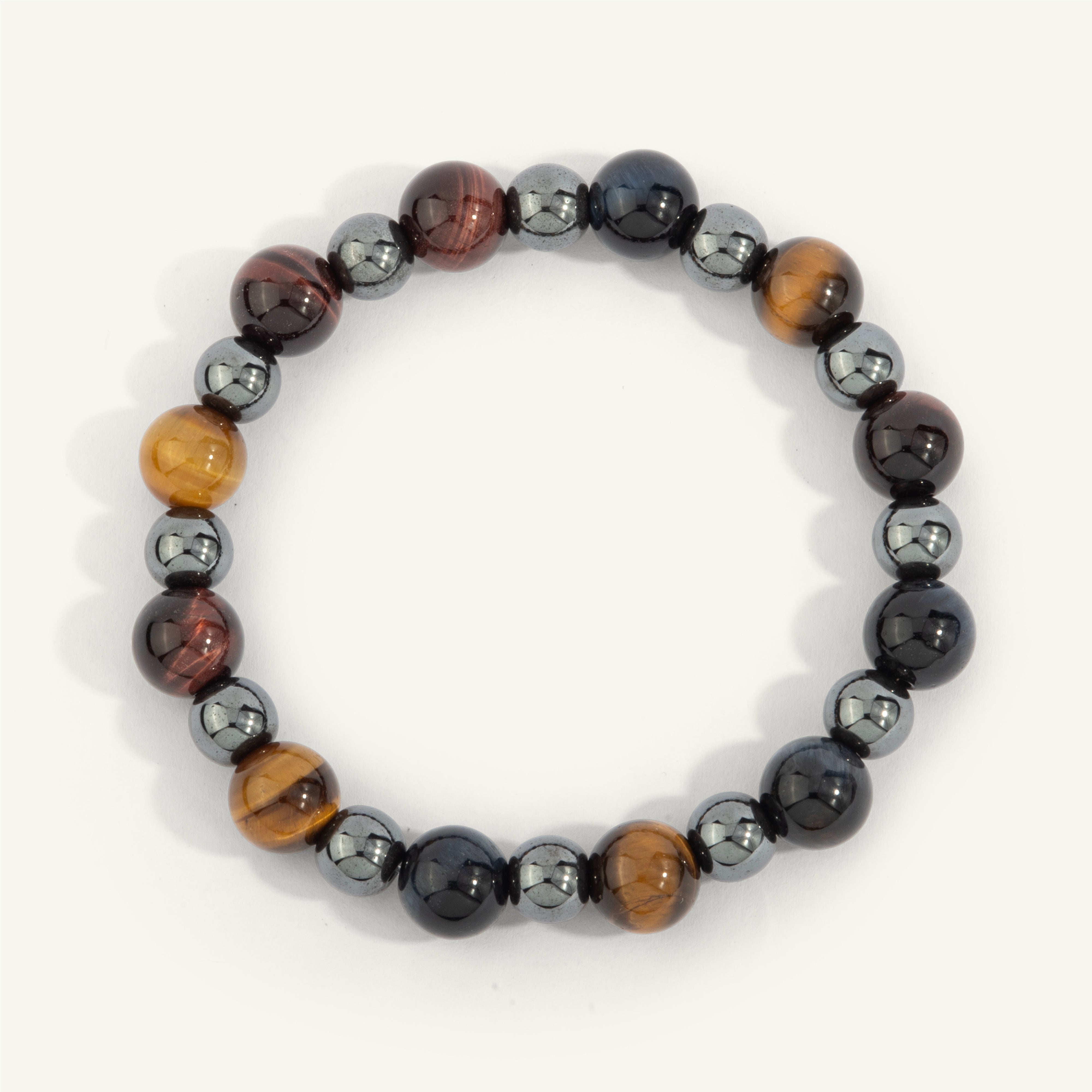 Tiger Eye & Hematite Mens Bead Bracelet - 8MM & 10MM 