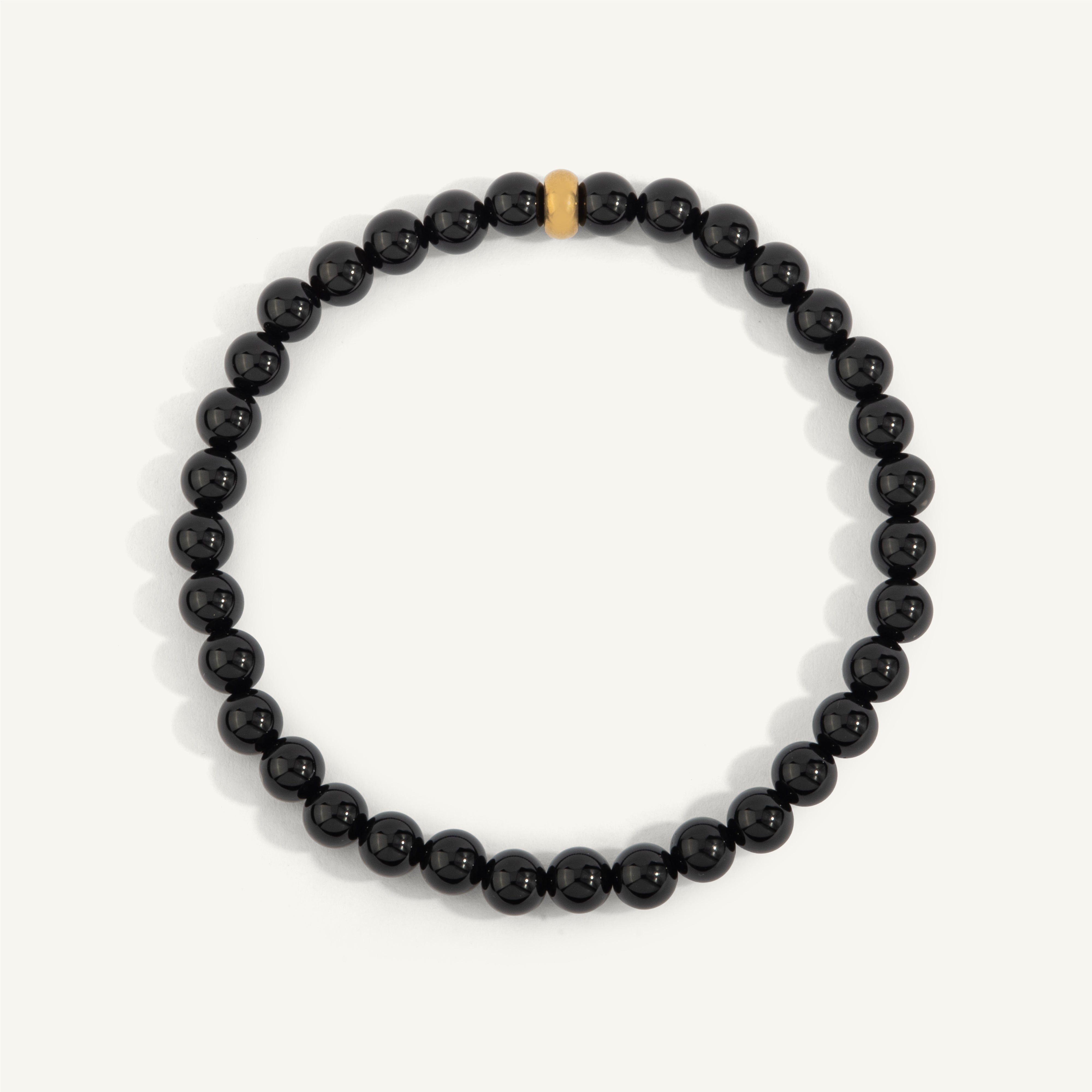 Black Agate Mens Bead Bracelet - 6MM