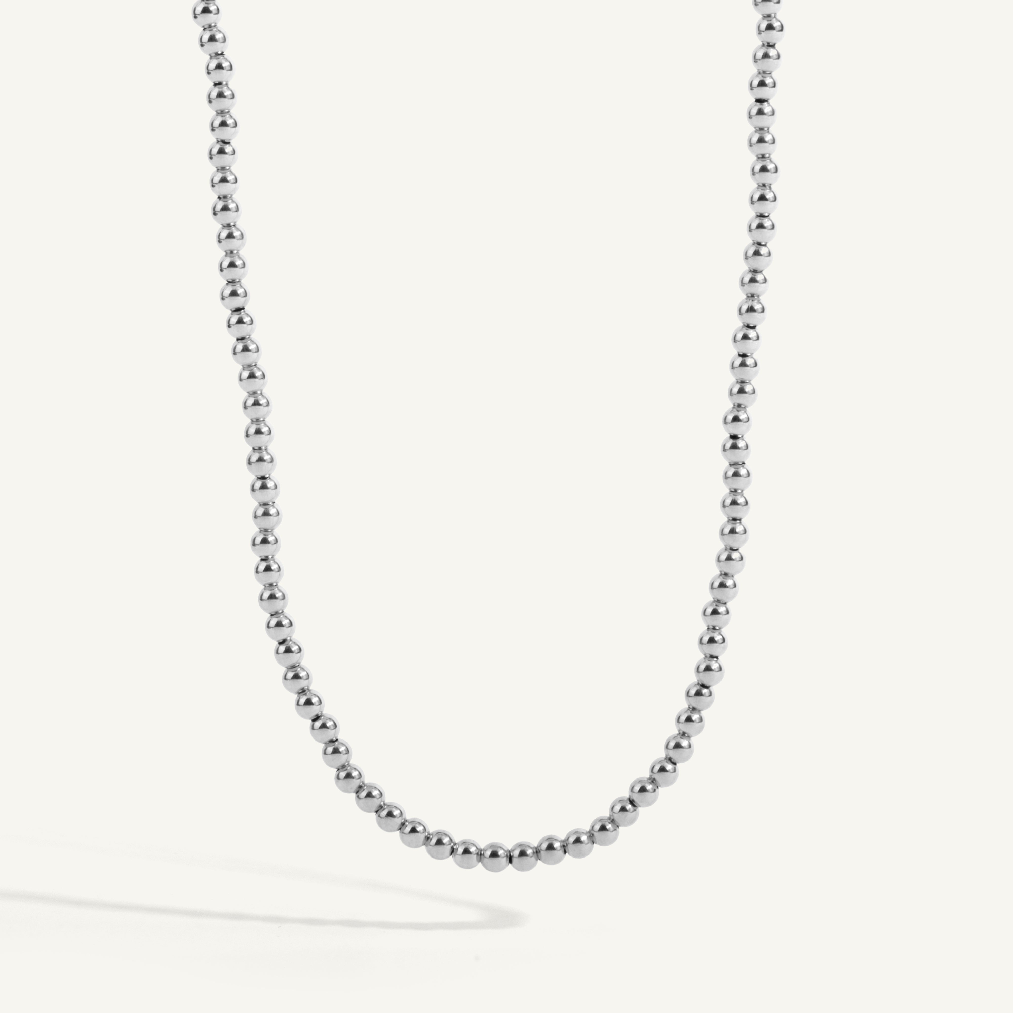 Sterling Silver Shine Bright Bead Necklace 15-18" - 3MM