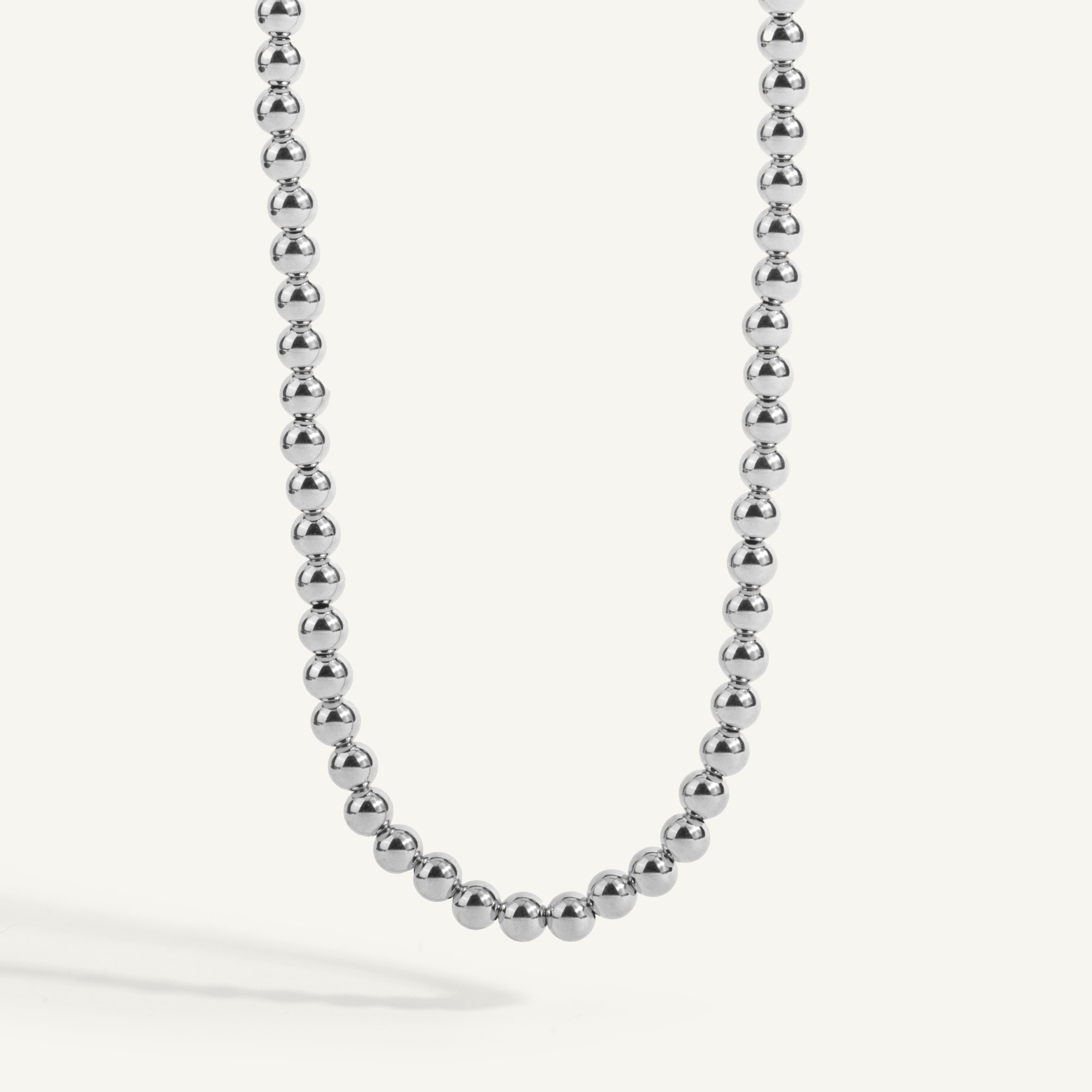 Sterling Silver Shine Bright Bead Necklace 15-18" - 5MM