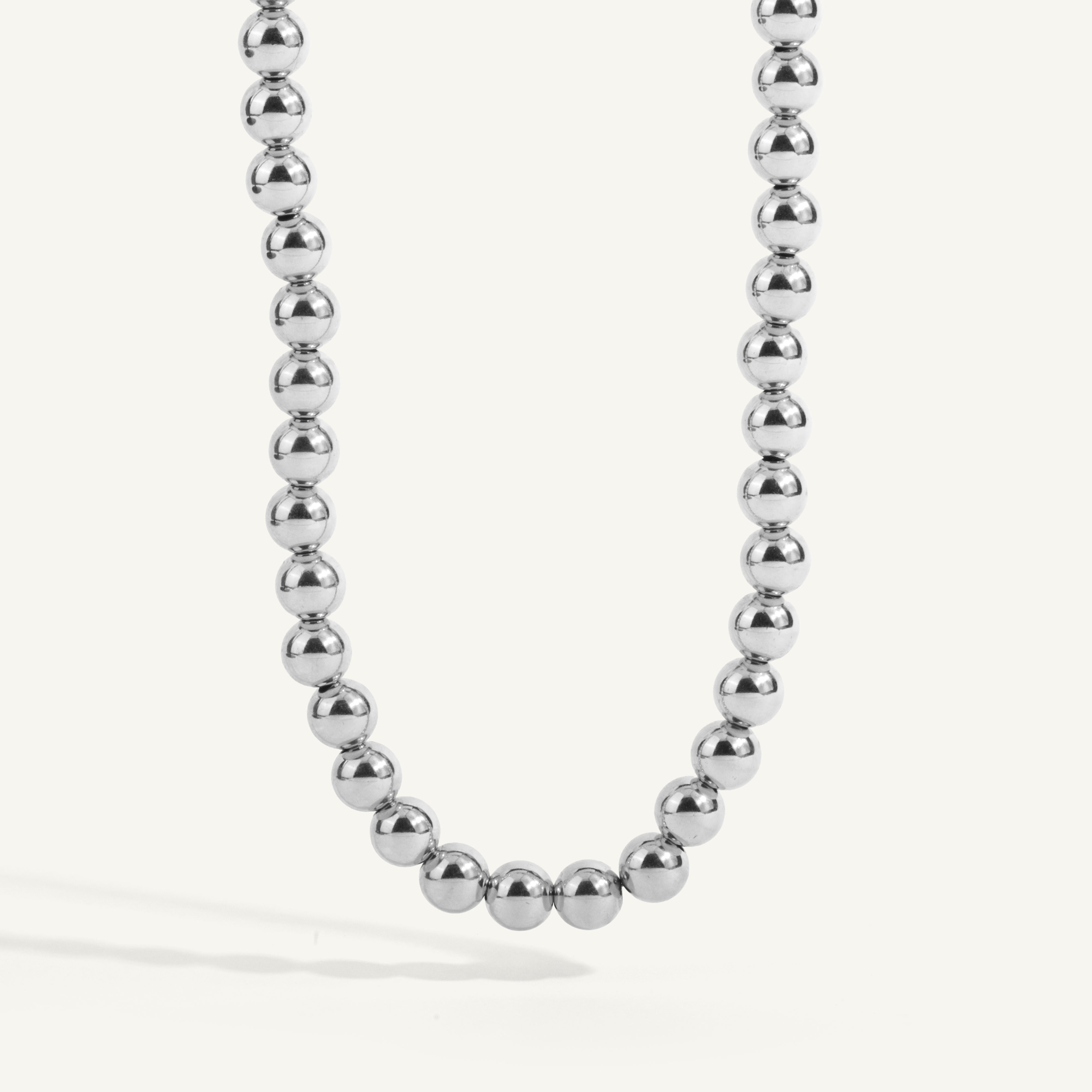 Sterling Silver Shine Bright Bead Necklace 15-18" - 8MM