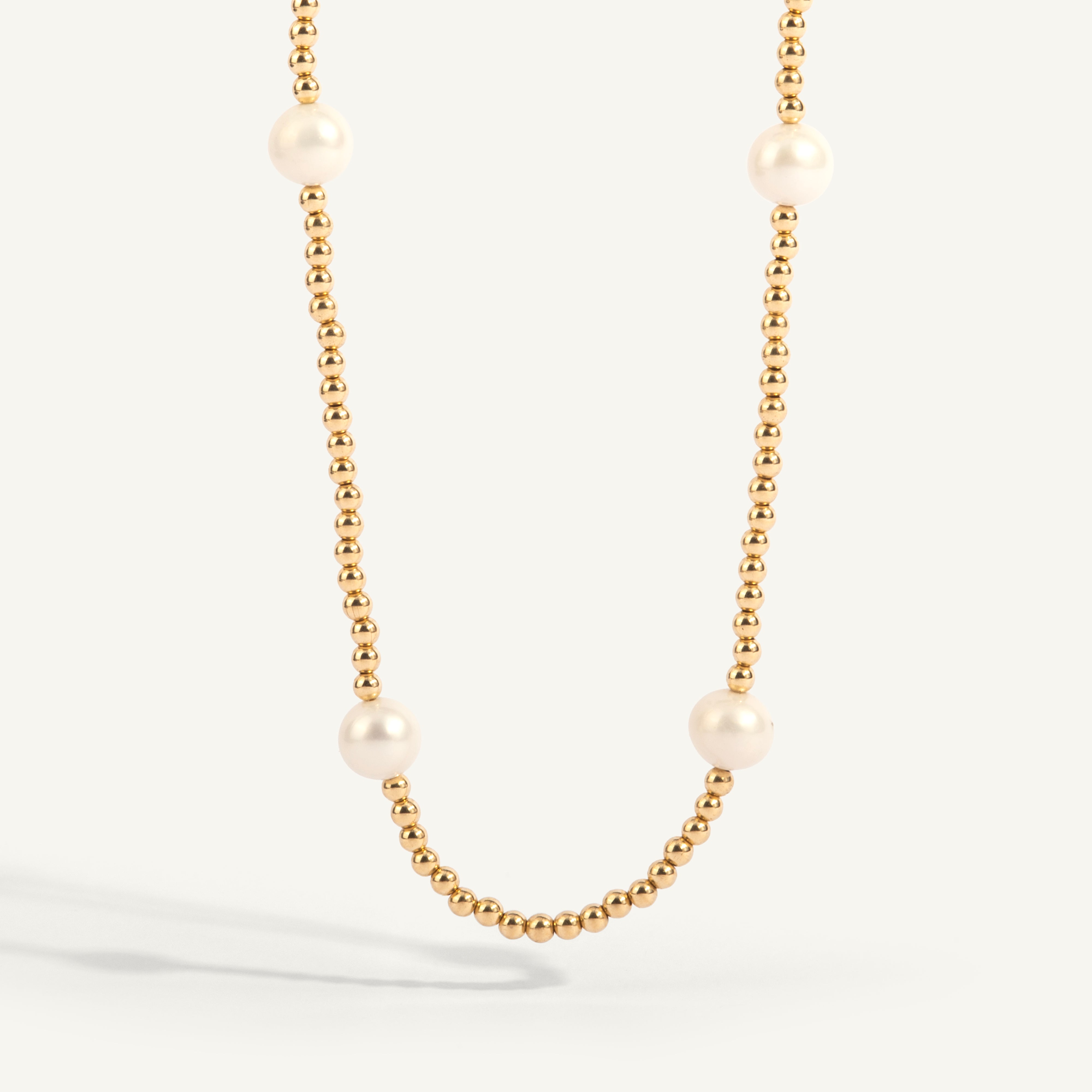 Pearl & 14kt Gold Filled Shine Bright Bead Necklace 15-18" - 3MM