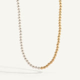 14kt Gold Filled Half & Sterling Silver Half Shine Bright Two Tone Bead Necklace 15-18" - 4MM