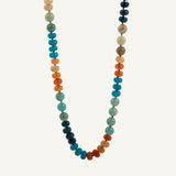 Orange Blue and Green Golden Hour Gemstone Bead Necklace - 8MM