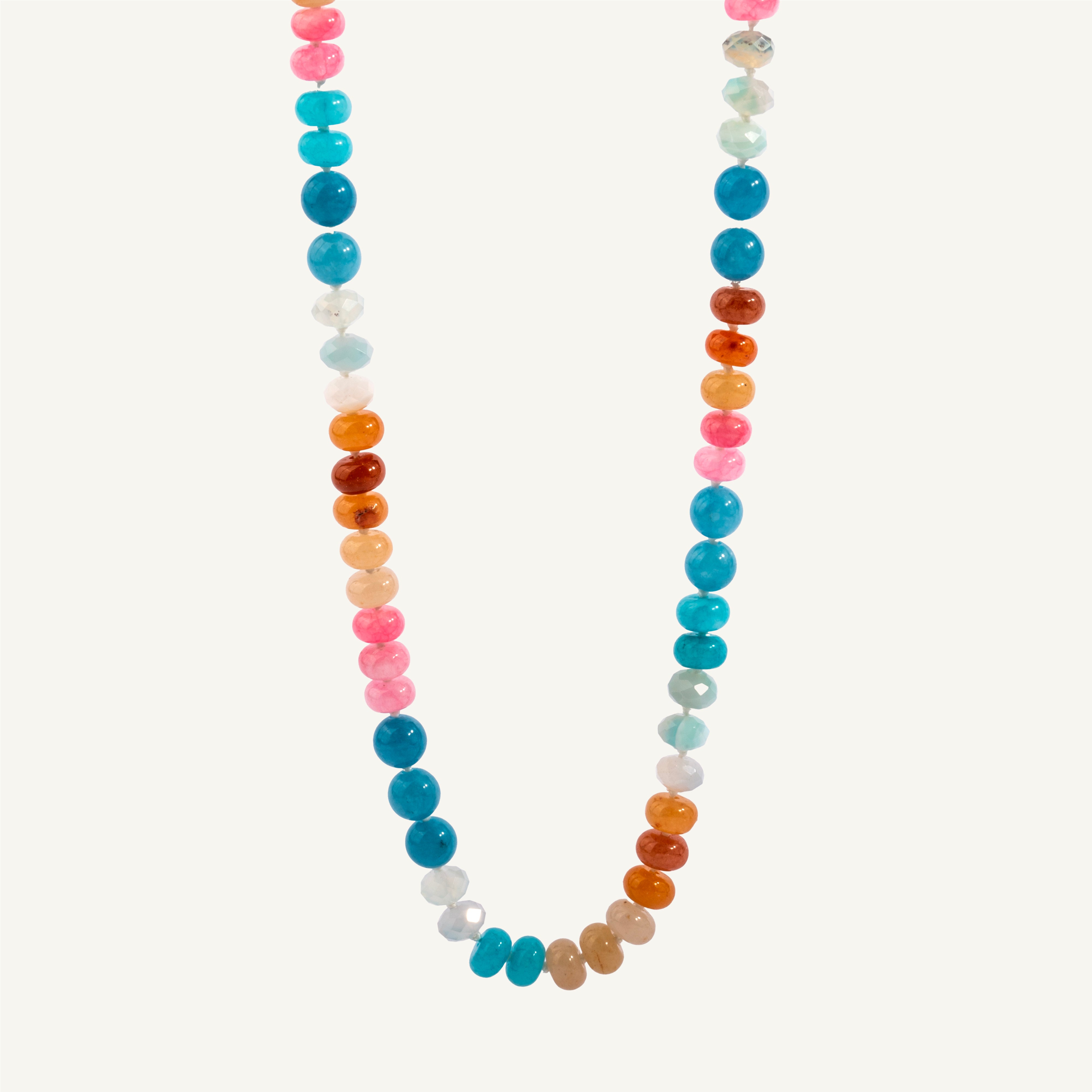 Orange Blue and Pink Golden Hour Gemstone Bead Necklace - 8MM