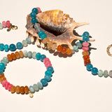 Orange Blue and Pink Golden Hour Gemstone Bead Necklace - 8MM
