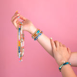 Blue Pink and Yellow Golden Hour Gemstone Bead Necklace - 8MM