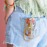 Orange Yellow Brown and Green Golden Hour Gemstone Bead Necklace - 8MM