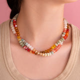 Orange Green White and Pink Golden Hour Gemstone Bead Necklace - 8MM