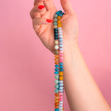 Orange Blue and Pink Golden Hour Gemstone Bead Necklace - 8MM