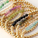 White Topaz April Birthstone Bar Bead Bracelet - 4MM